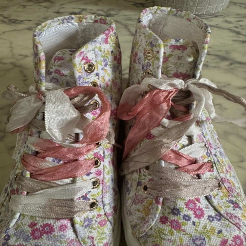 Superga X Loveshackfancy Floral High Top Canvas Sneakers Size US 9 - Picture 5 of 9